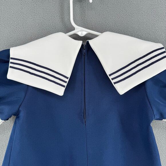 Vintage Fashion Kids Classic Sailor Dress Girls 6 Blue White Red Made in USA - Picture 4 of 9